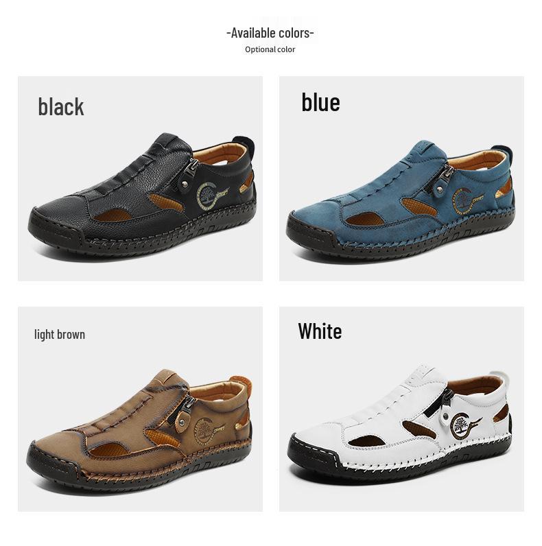 Men's Breathable Stitched Beach Sandals - Wear-resistant Outdoor Sports Style, Big Size Shoes