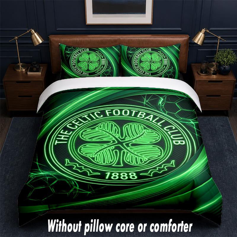 Set Biancheria da Letto Design Celtic FC 1 Copripiumino + 2 Federe Morbido Traspirante Biancheria da Letto per la Casa