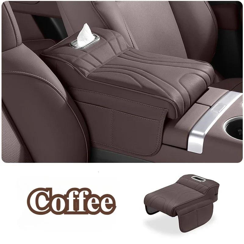 Leather Car Armrest Box Cover for Jaecoo J7 JETOUR T2 Haval H9 2024 2025 with Storage Bag Height Increase Pad Protective Accesso