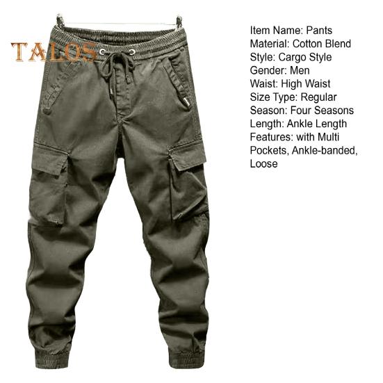 Women Cargo Pants with Multi Pockets Elastic Waist Ankle-banded Plus Size Loose Solid Color Outdoor Trousers for Camping Hiking Travel