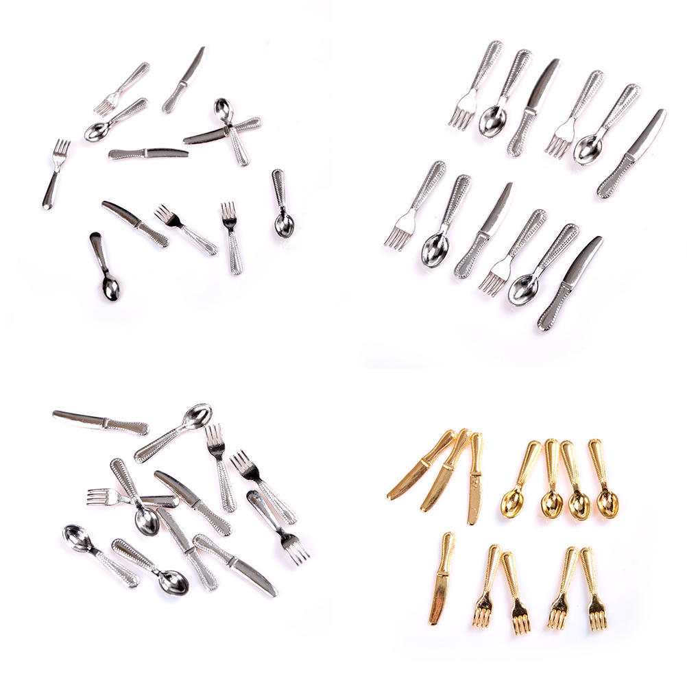 12Pcs Mini Dollhouse Miniature Scene Model Doll House Accessories Knife And Fork