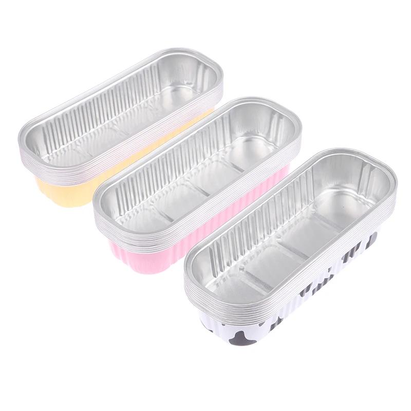 10pcs 200ml Aluminum Foil Loaf Pans With Lids Rectangle Non-Stick Baking Tins Bread Packing Container Disposable Bakeware Molds
