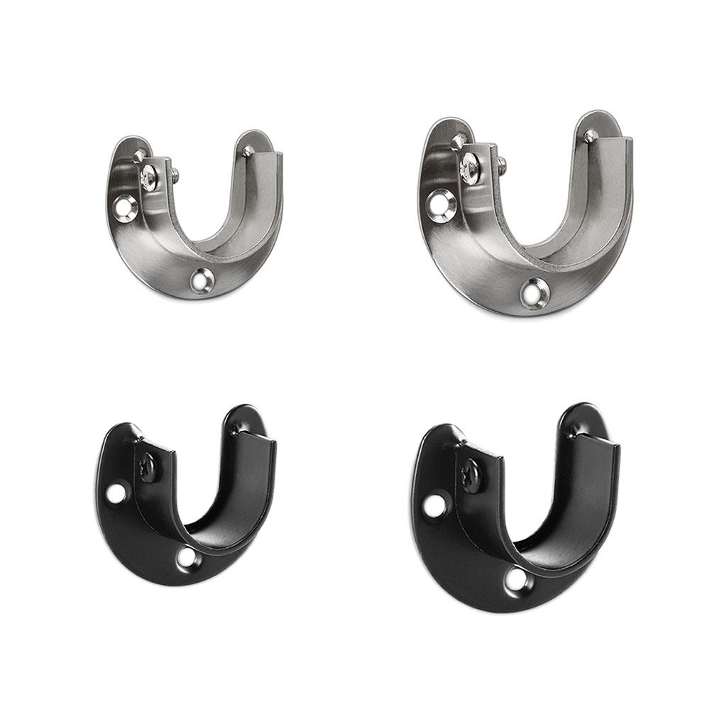 Soquetes de poste de armário de aço inoxidável 25/32 mm Suporte de haste de flange em forma de U 3 furos Suporte de trilho de guarda-roupa para banheiro