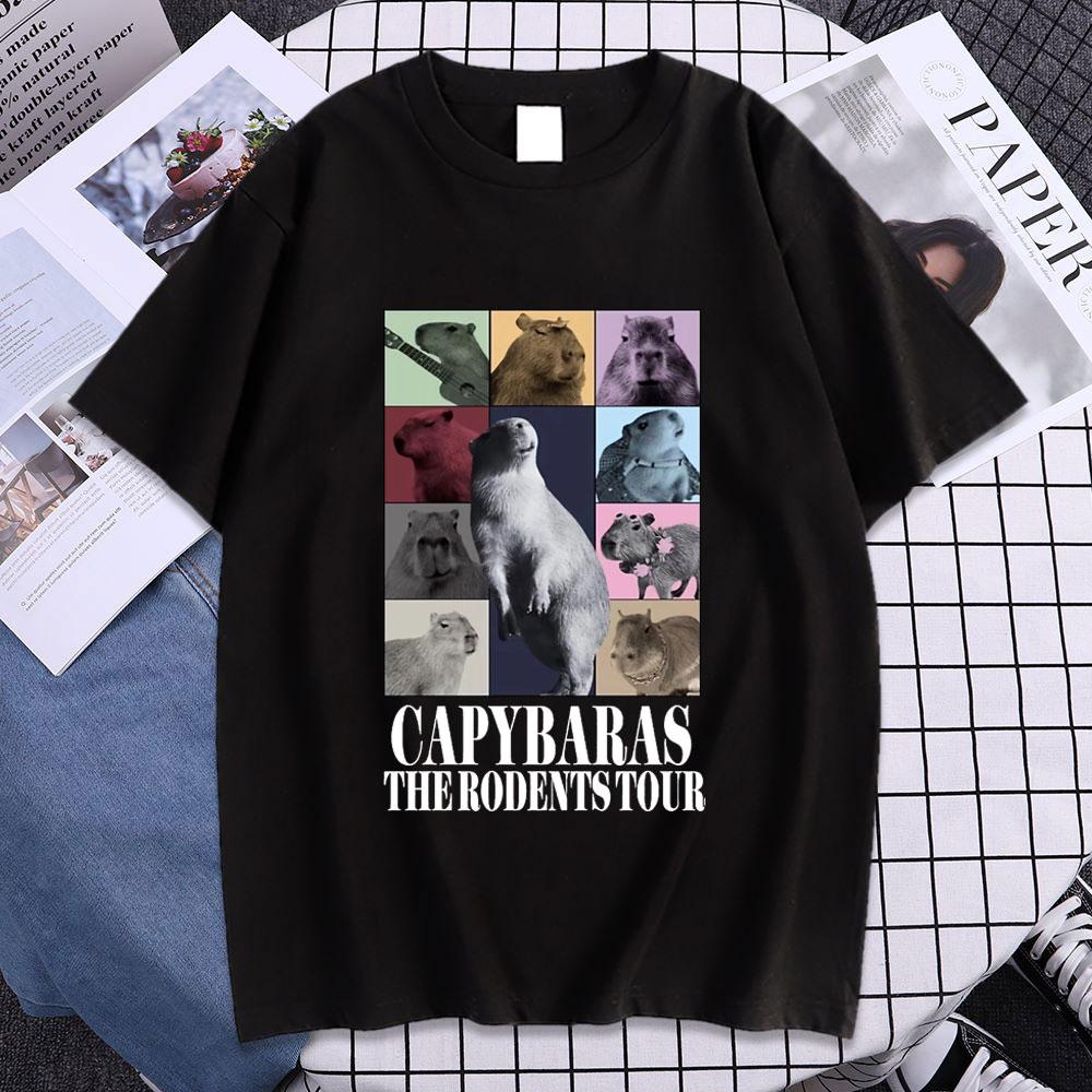 Funny Capybara The Rodents Eras Tour Meme Graphic T Shirt Summer Unisexs Womens Vintage Fashion Tshirt Casual Oversized T Shirts