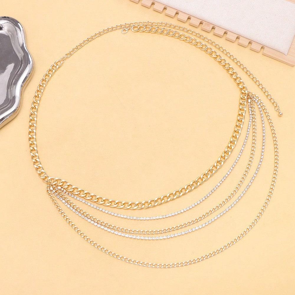 European and American Jewelry Hip-hop Trend Style Multi-layer Fringed Diamond Chain Waist Chain Retro Sexy Body Chain Female