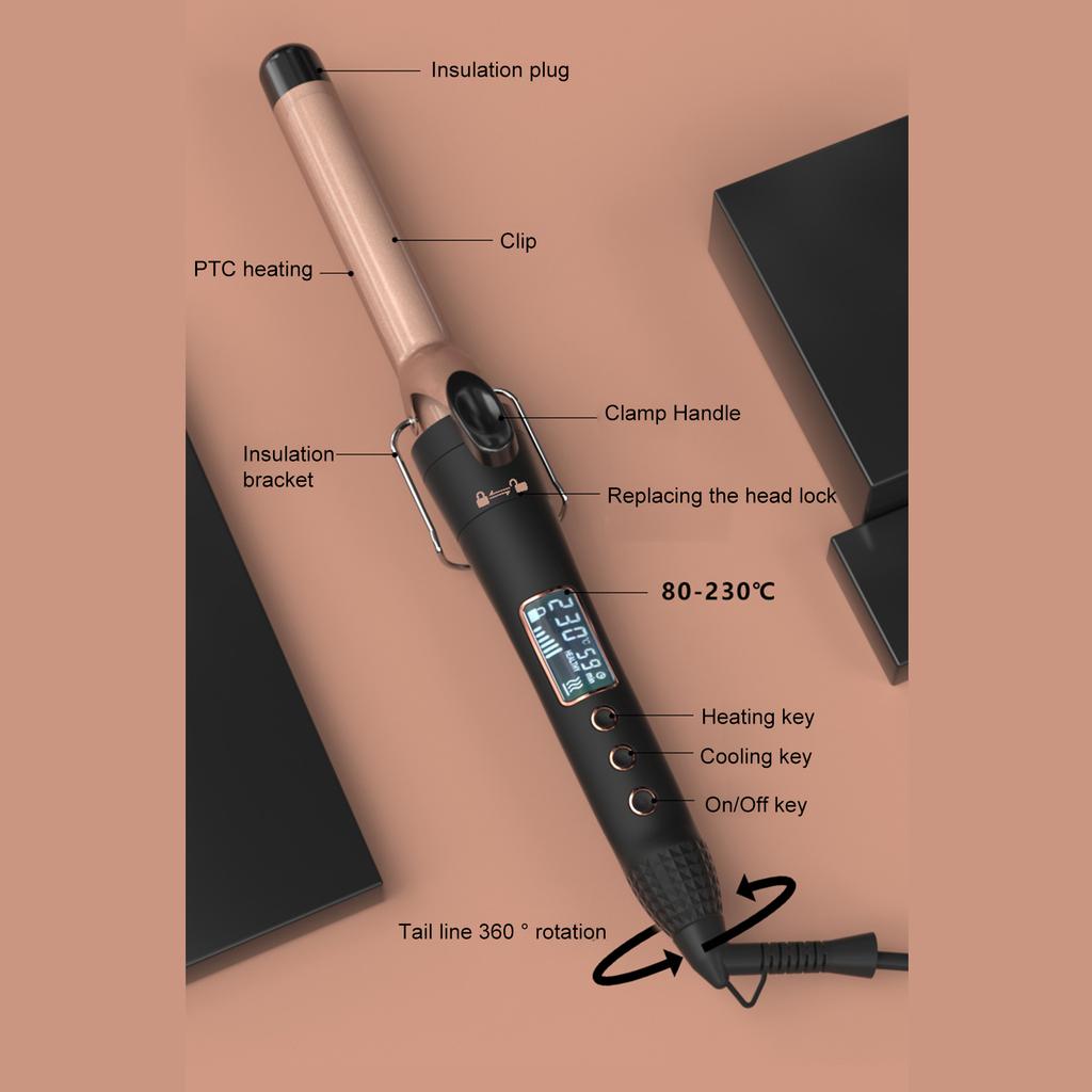 5 IN 1 Hair Curler Set Hair Curling Iron Wand Hair Straightening Brush Hair Waver Temperature Adjustable LCD Temp