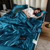 Luxury Emulation Silky Quilted Quilt Queen High End Spring Summer Satin Quilts Mechanical Wash Soft Comfortable Thin Comforter