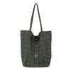Plaid Canvas Bag Women's Autumn and Winter New Tote Bag Casual Large Capacity Portable Shoulder Cloth Bag Lazy Wind