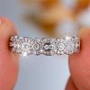 Cute Female Small White Zircon Stone Finger Ring Vintage Silver Color Wedding Band Bridal Jewelry For Women