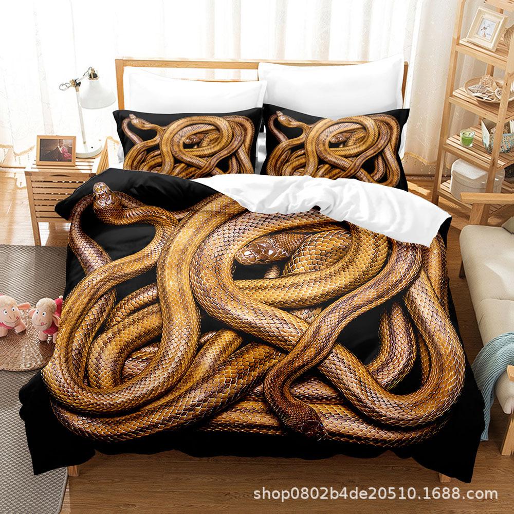 Digital Printing Three-Piece Home Textile Animal Series Bed Sheet Quilt Cover Can Be Ordered