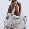 Simple and Large-capacity Tote Bag, Women's Work Washed Commuter Handbag Bag, Fashionable One-shoulder Underarm Messenger Bag.