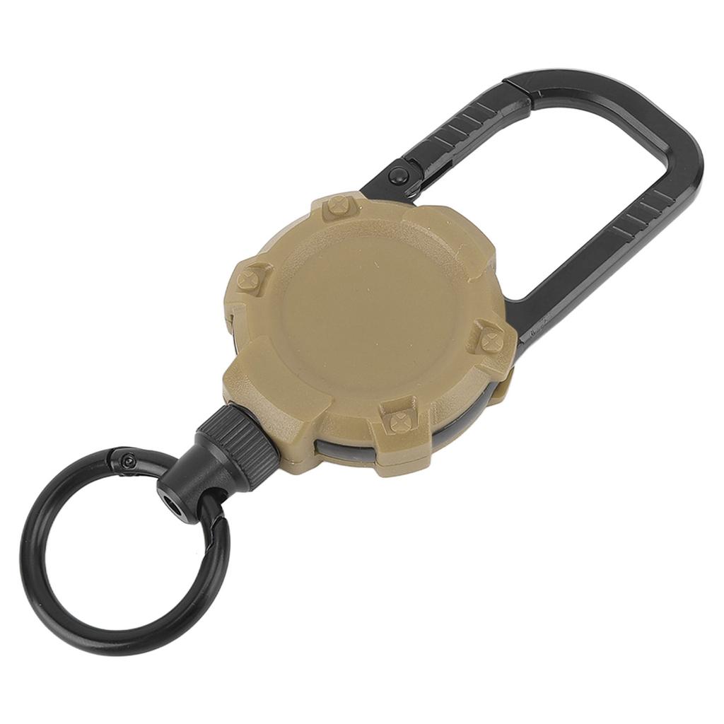 Magnetic Retractable Keychain Stainless Steel Wire Easy Pull Buckle Carabiner Key Chain Tan