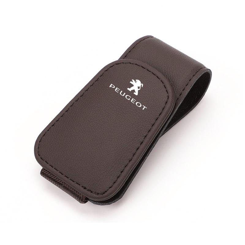 Leather Car Glasses Clip Credit Card Holder Ticket Clamp For Peugeot 408 4008 308 3008 5008 508 2008 208 301 407 3/Car Keychain