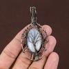 Natural Bumblebee Jasper, Moonstone Gemstone Copper Wire Wrap Pendant 2.96" P9T69