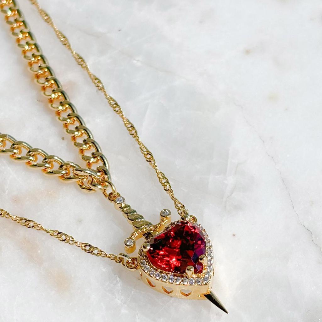 Elegant Heart Dagger Designs Necklace Charming Heart Dagger Necklace with Crystal Highlights for Special Occasions