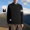 WOOG2005 Men's Black Jacquard Two-in-One Collar Sweater, 2025 Autumn/Winter Collection, Slightly Loose Fit Knitwear