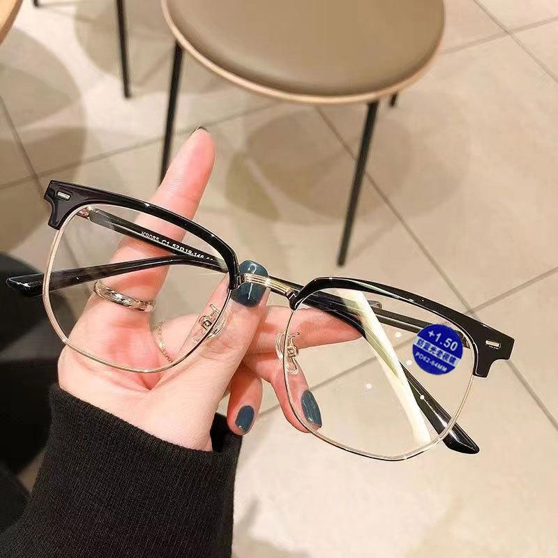 Fashion Square Glasses Anti-blue Light Glasses Men Semi Rimless Eyewear for Women Office Computer Goggle