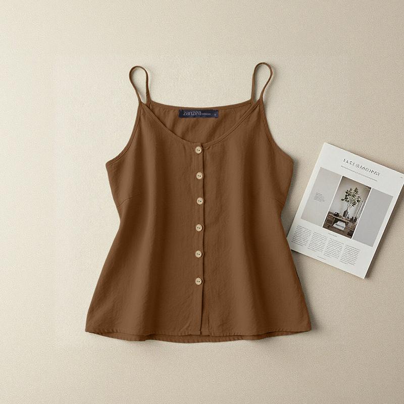 ZANZEA Womens Summer Sleeveless Straps Vest Camisoles