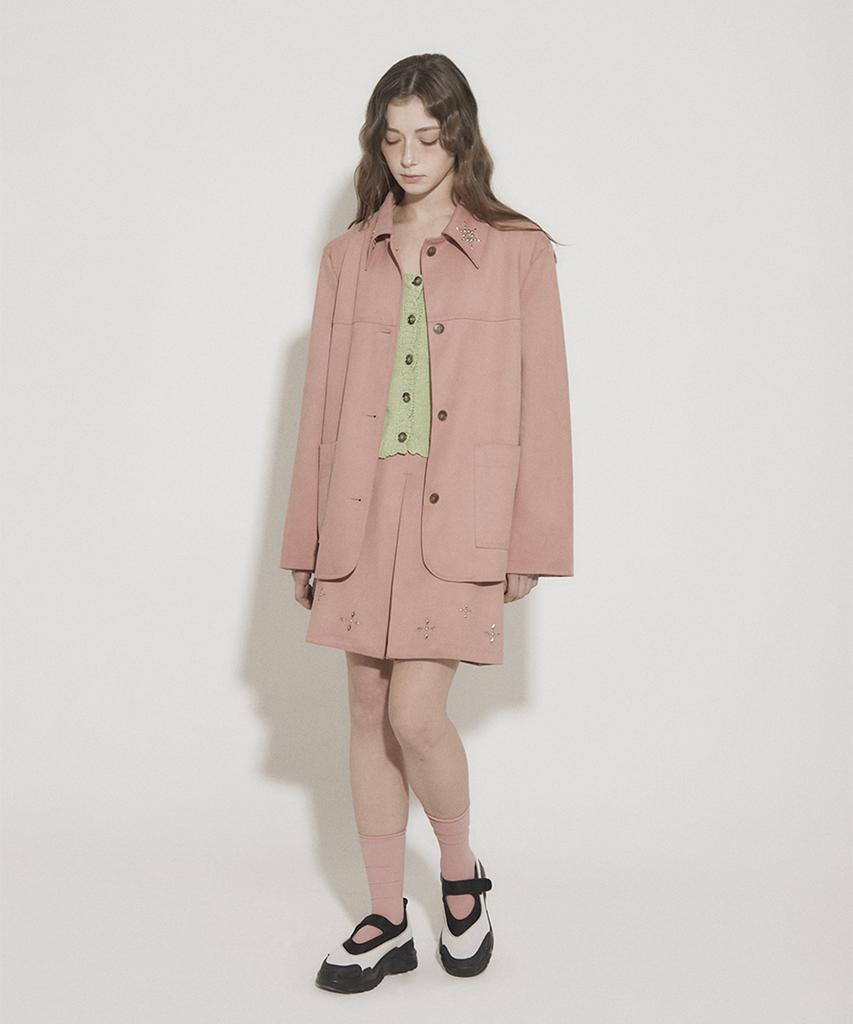 Eoboneoseu Four Suede Studded Mini Skirt [Pink]