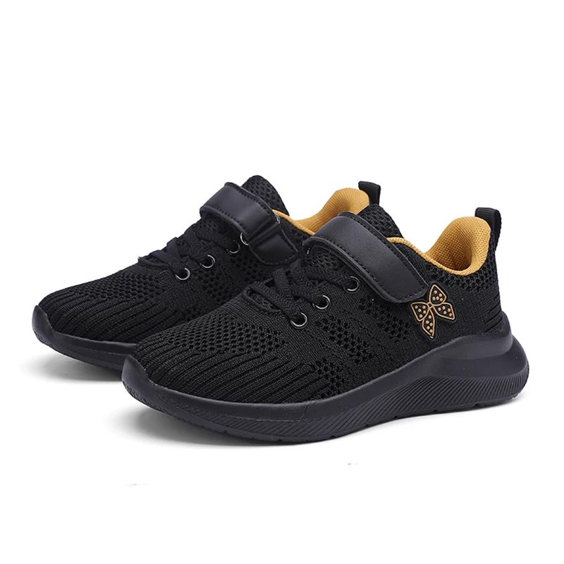 Fashion Cute Girls Casual Shoes Lightweight Mesh Running Sneakers Student Kids Flat Comfortable Walking Footwear Non Slip