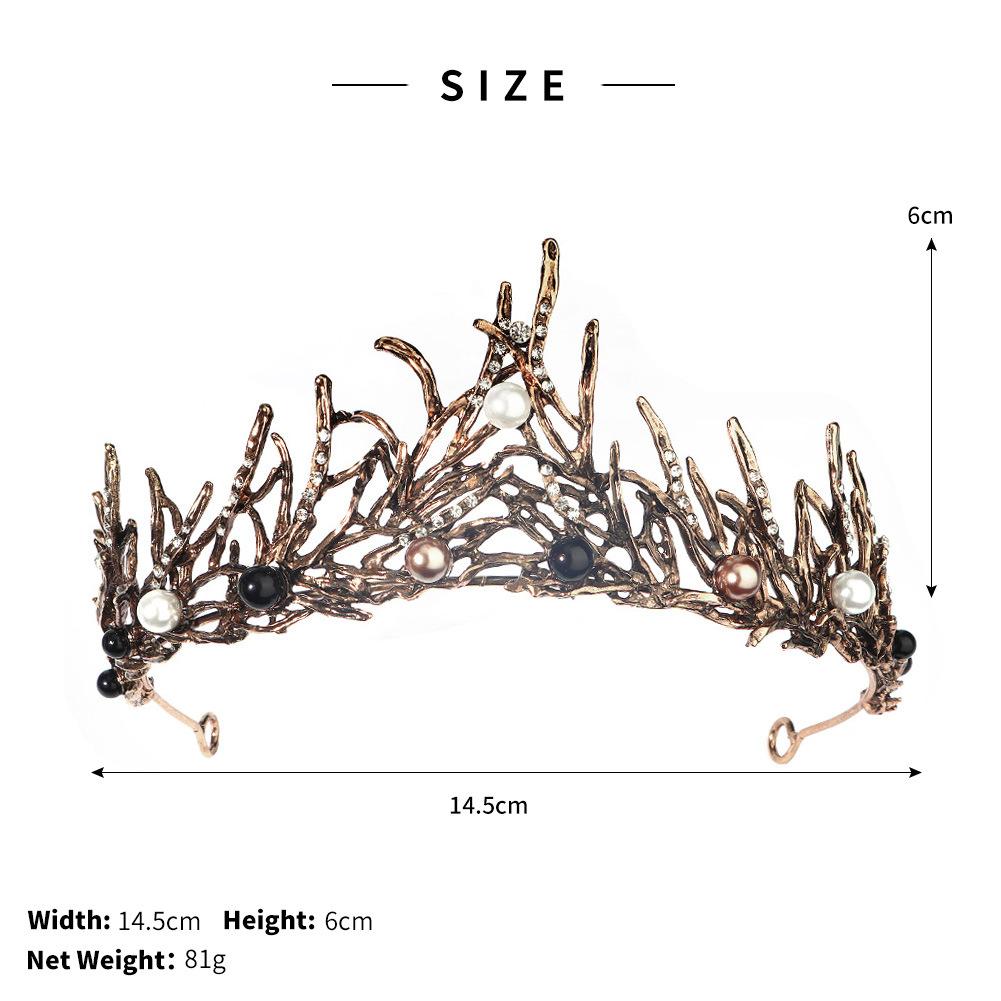 Baroque Alloy Rhinestone Bridal Crown Headband Wedding Photography Photo Hair Accessories Black Halloween Crown