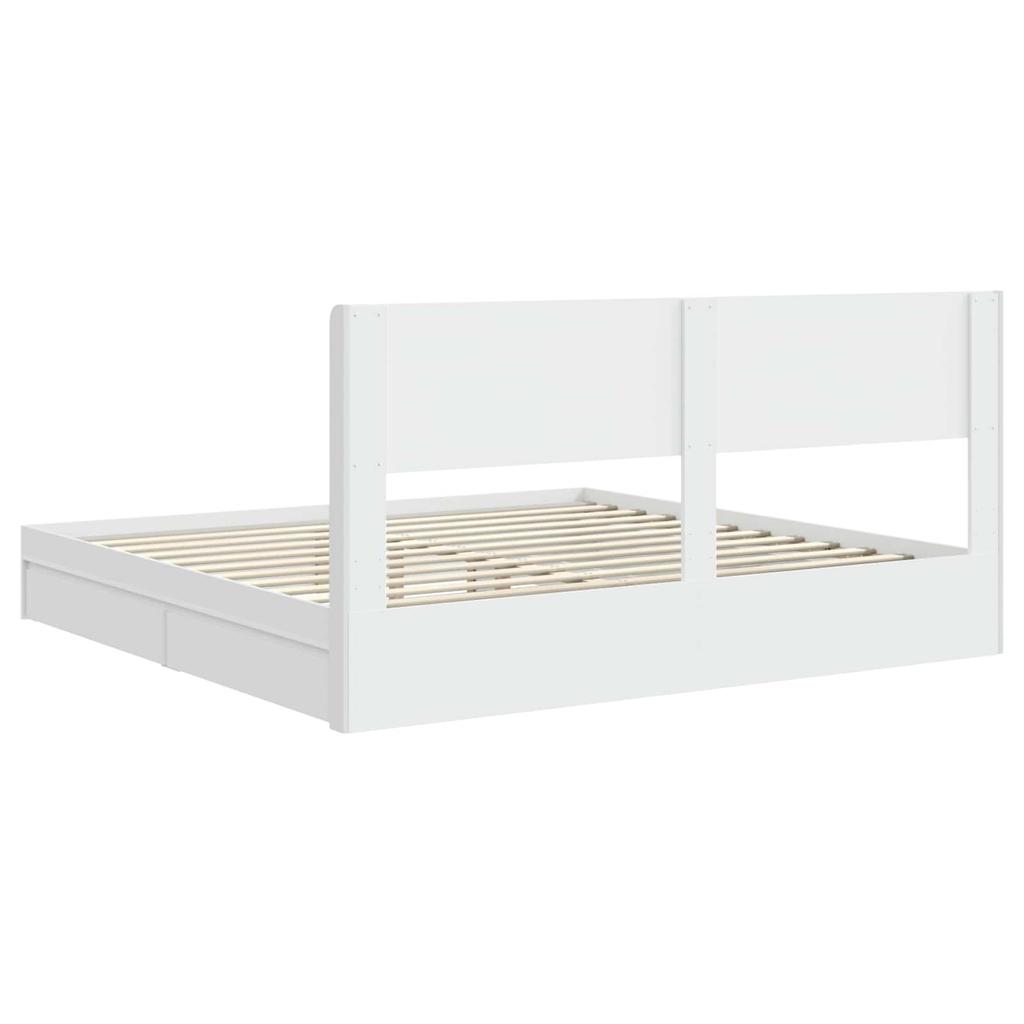 Bed Frame with Storage Space and Headboard White 180 x 200 cm