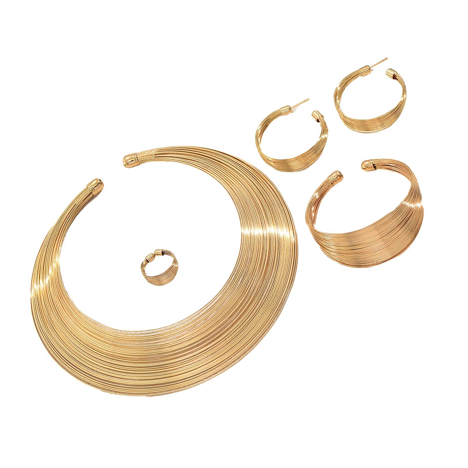 

Стильный Открывающийся Геометрический Набор Ювелирных Изделий Цепочка Ожерелье Браслет и Кольца Круглые Серьги Сплав Текстура для Женщин и Девушек