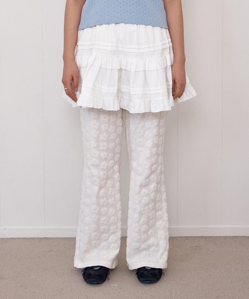 Selliteiljeu Terry Flower Bending Boots-Cut Pants_Ivory