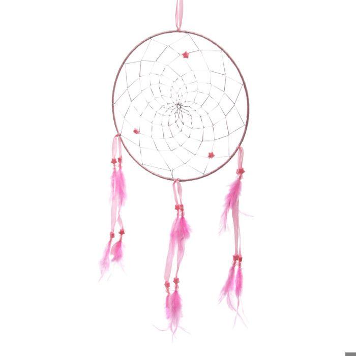 Attrape Rêves Coloré Plumes &amp; Etoiles rose