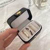 Mini Travel Ring Jewelry Box Portable PU Leather Organizer with Golden Clasp for Earrings Rings Small Accessories Storage Case