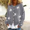 Women Retro Cashmer Knit Long Sleeve Single-breasted Star Sweater Cardigan Coats