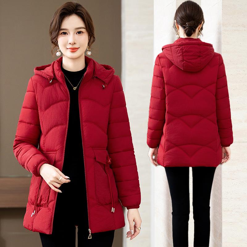 Cotton clothes, cotton clothes, women's mid-length slimming slim padded jackets, winter winter 2025 new hoods