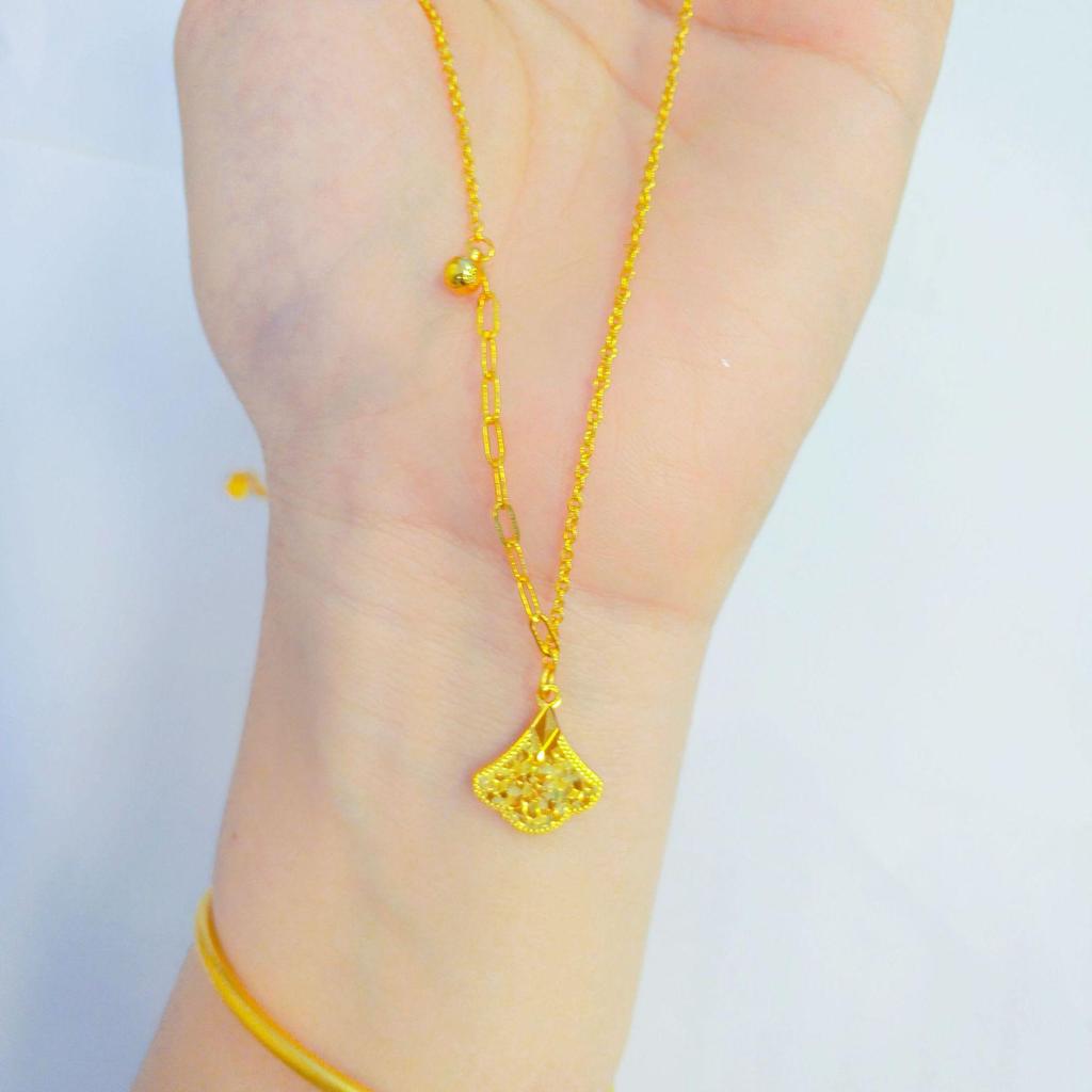 Golden CNC Dragon Scale & Butterfly Princess Pendant with Honeycomb Face, Lucky Clover, and Gourd Necklace