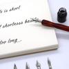 1pcs Stainless Steel Tip Calligraphy Pen Wooden Rod Signature Pen Multi-functional Dip Pen  Students