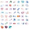 50 Waterproof Marine Life Art Stickers: Cartoon Style for Water Bottles, Laptops, and Suitcases