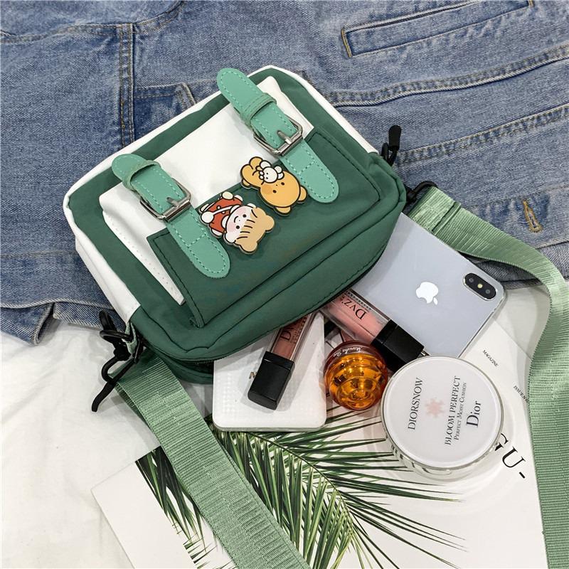 New Crossbody Bag for Girls, Cute Nyl Bag Female Students Korean Versi Japanese Style Artistic Instagram Shoulder Square Bag