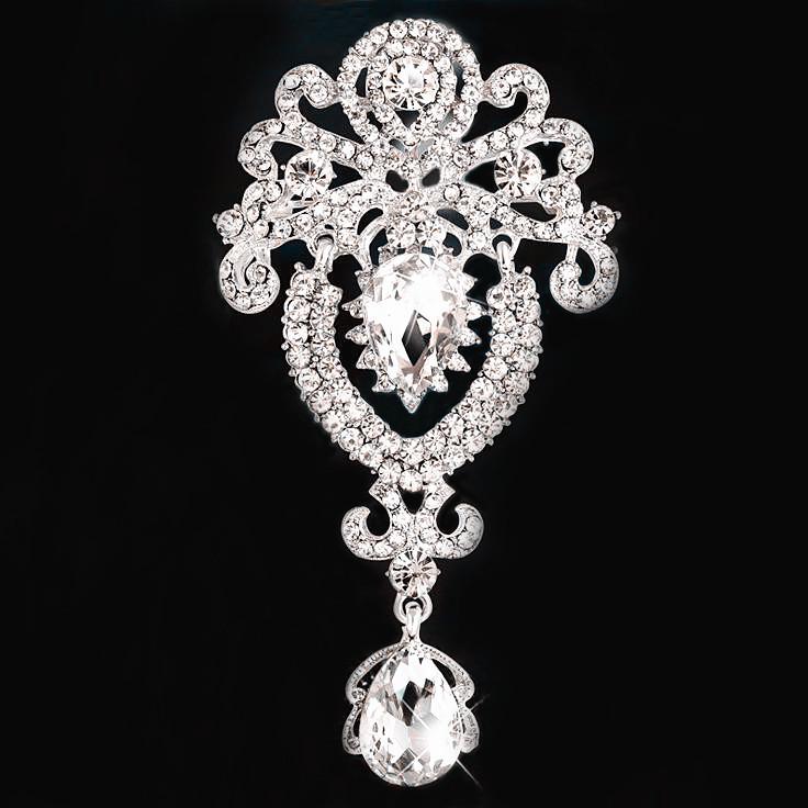 European American Japanese Korean High-End Crystal Glass Large Flower Brooch Scarf Buckle Zhenyao Jewelry