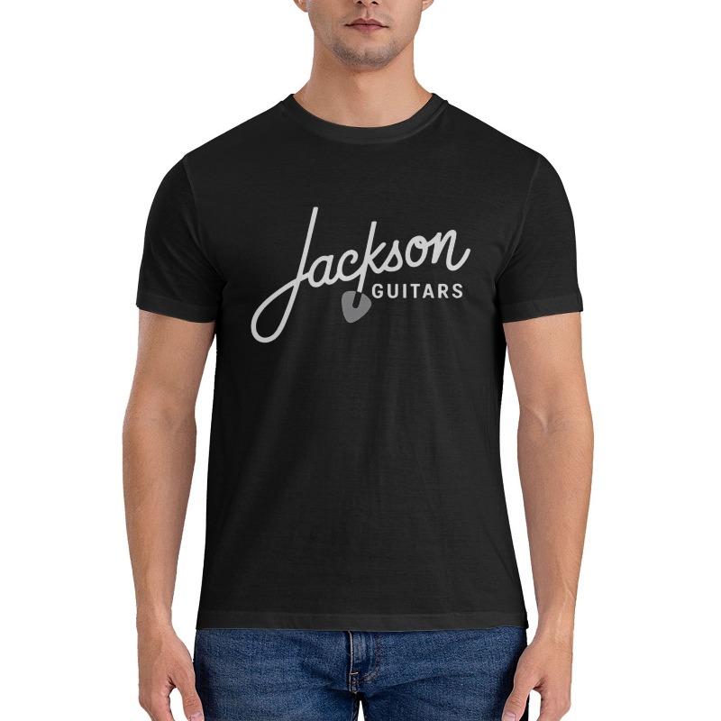 

European Size Men s Jackson Guitars Logo Black Short Sleeve T-Shirt - Casual Summer Graphic Tee with Geometric Design, Regular Fit Round Neck 4XL чорний