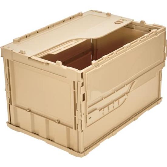 TRUSCO Thin Folding with Locking LS Storage Container, 50L, Lid, Color, TR-C50B-LS, Case/Box