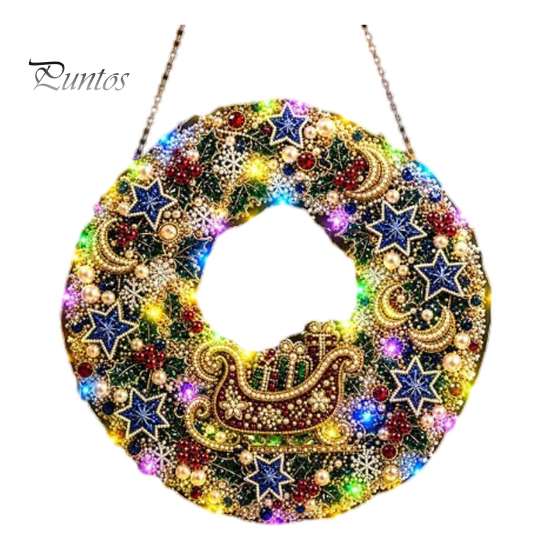 DIY-Feiertagshandwerk für Erwachsene Weihnachts-Diamantmalerei-Kranz-Set mit LED-Lichterkette, Schneemann-Perlenkunst Hängendes Ornament für Erwachsene, Acryl