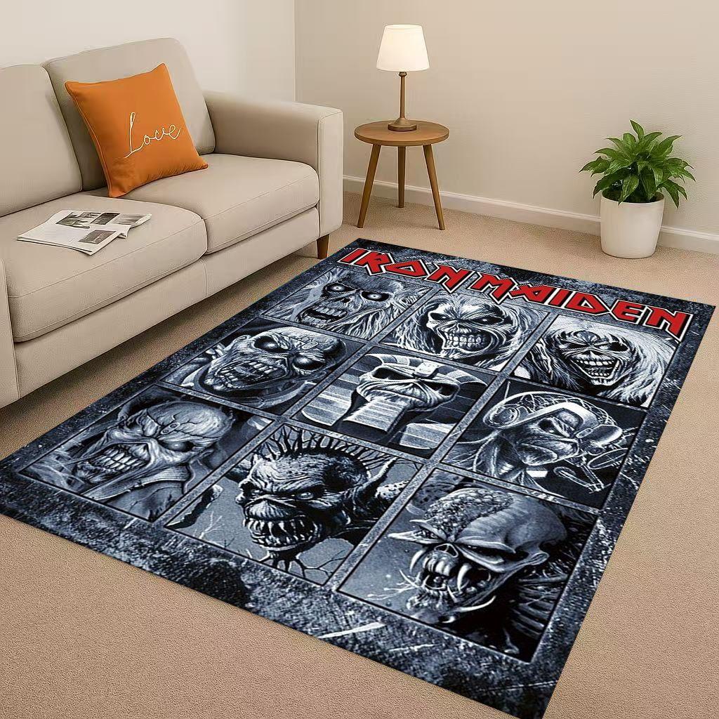 HD I-Iron-M-Maidens Music Sign Living Room Non-Slip Area Rug Soft Carpet for Bedroom Playroom Sofa,Easy Clean Home Decor Doormat