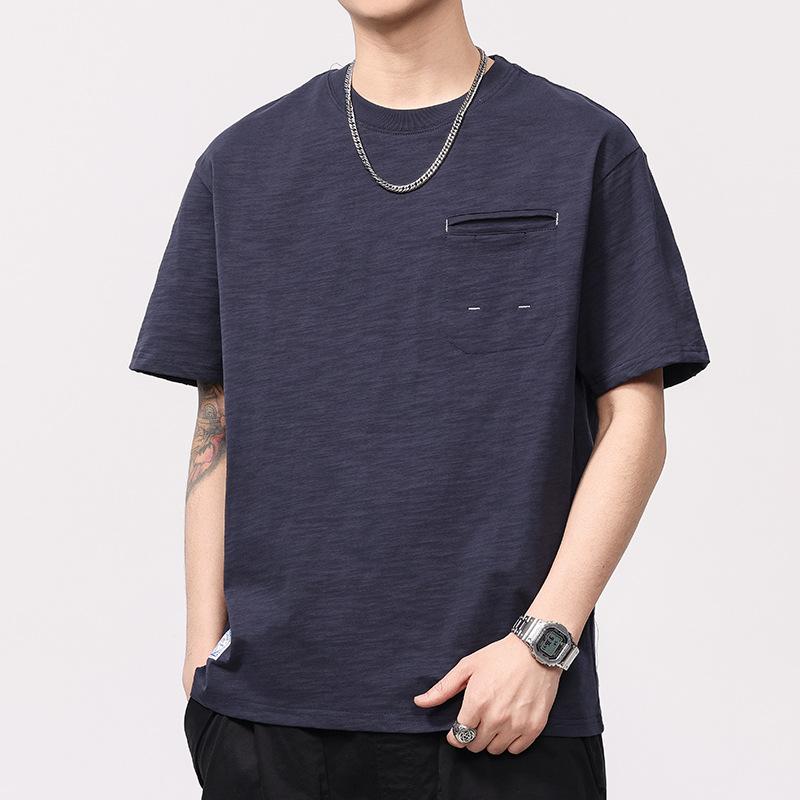 

Summer Thin Texture Bamboo Joint Fabric T-shirt Men s Summer Round Neck T-shirt Short Sleeves 4XL