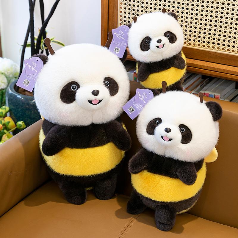 New Product Creative Funny Little Bee Panda Doll Plush Toy Children Comfort Dolls Boys and Girls Birthday Gifts