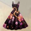 Damen-Kleid mit Valentinstag-Liebesherz-Print, sexy, schulterfrei, Vintage-Kleid