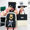 Schoolbag Student Backpack Four-piece Set Female Cute Bear Japanese Campus School Bag Large Capacity Set Transfer Backpack Portable