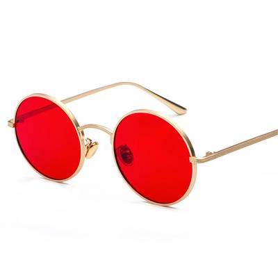 Novos Óculos de Sol Redondos de Metal Dourado Masculino Retro Estilo Verão Feminino Lente Vermelha Óculos de Sol Unissex Amarelo Rosa Preto