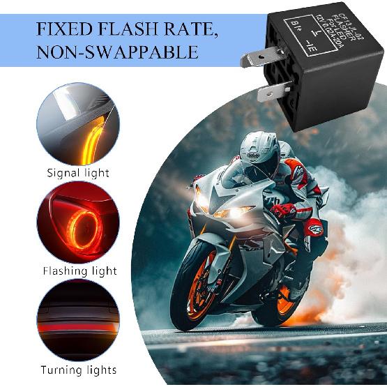 3-Pin CF13 EP34 Electronic Flasher Relay, CF13 JL-02 12V LED Light Flasher Blinker Relay, Universal Turn Signal Light Falsher Fixes Hazard Warn Hyper