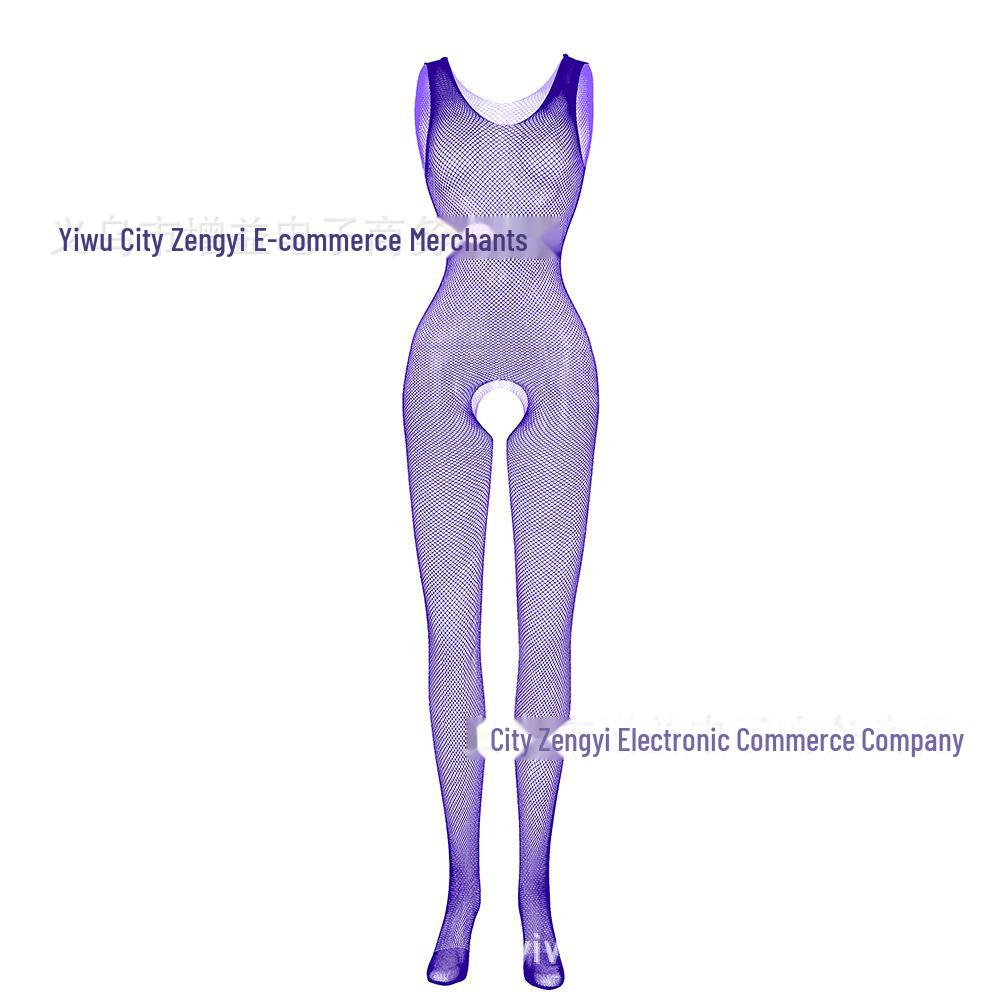 Black Silk Milk-Leak Stockings: Transparent Hollow Pajamas with Suspenders, Open Crotch Design W253.