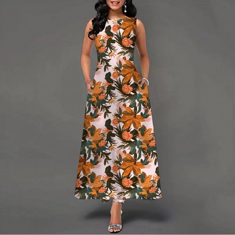 2025 New Fashion Trend Dresses Spring Summer Printed Waist Dresses Fashion Women's