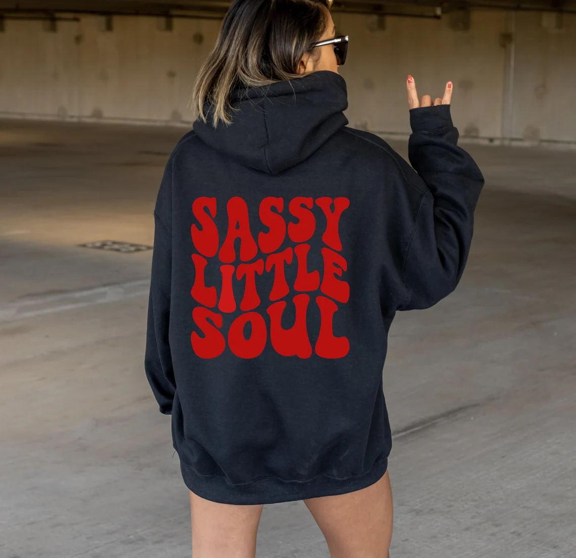 

Толстовка с капюшоном Sassy Little Soul, женская толстовка с капюшоном, пуловеры, унисекс, хипстерский чистый хлопок, эстетический топ, джемпер, повседневные толстовки 3XL